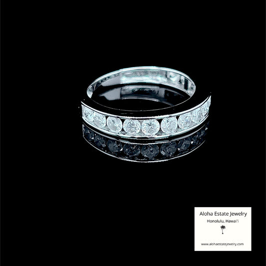 Vintage 1-Carat Diamond Wedding Band in 10K White Gold