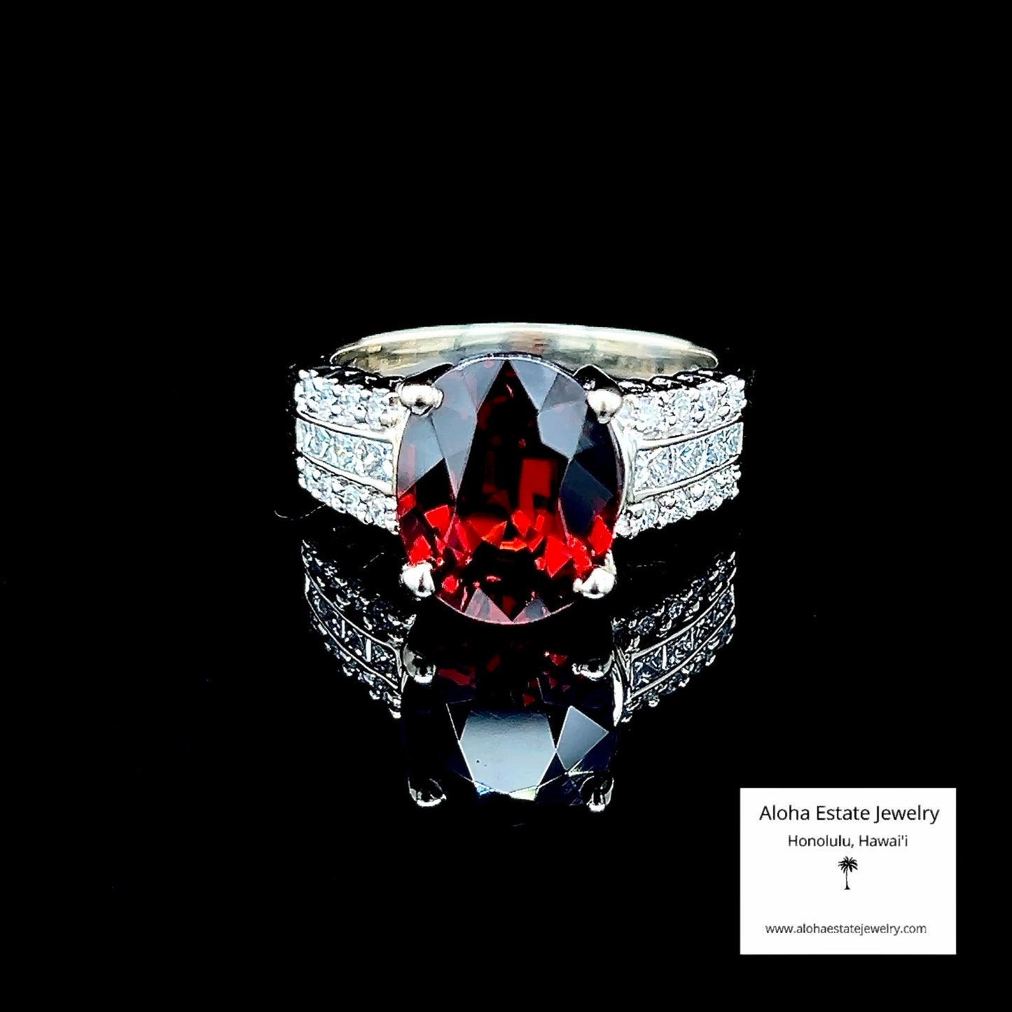 6.25-Carat 18k Aurora Red Spessartite Garnet & Diamond Ring