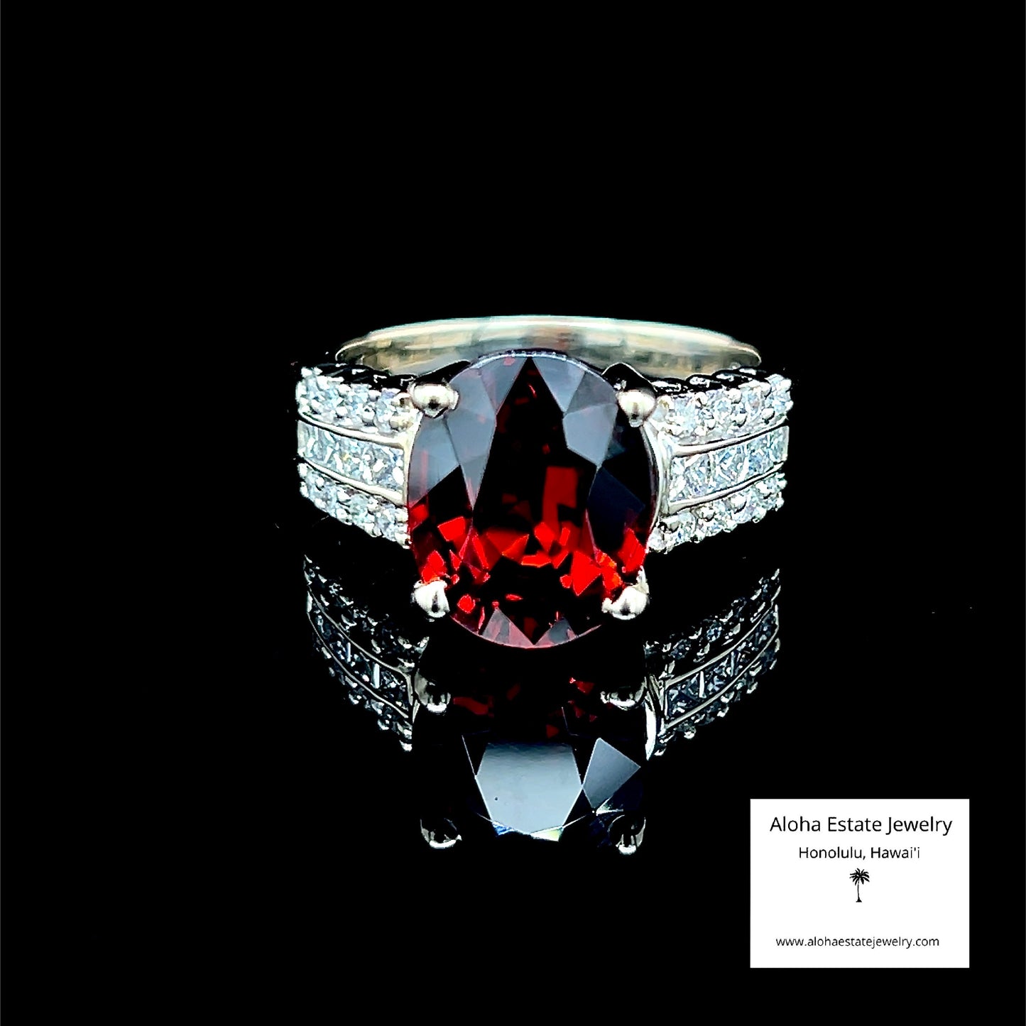 6.25-Carat 18k Aurora Red Spessartite Garnet & Diamond Ring