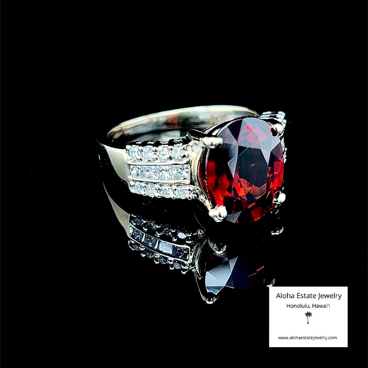6.25-Carat 18k Aurora Red Spessartite Garnet & Diamond Ring