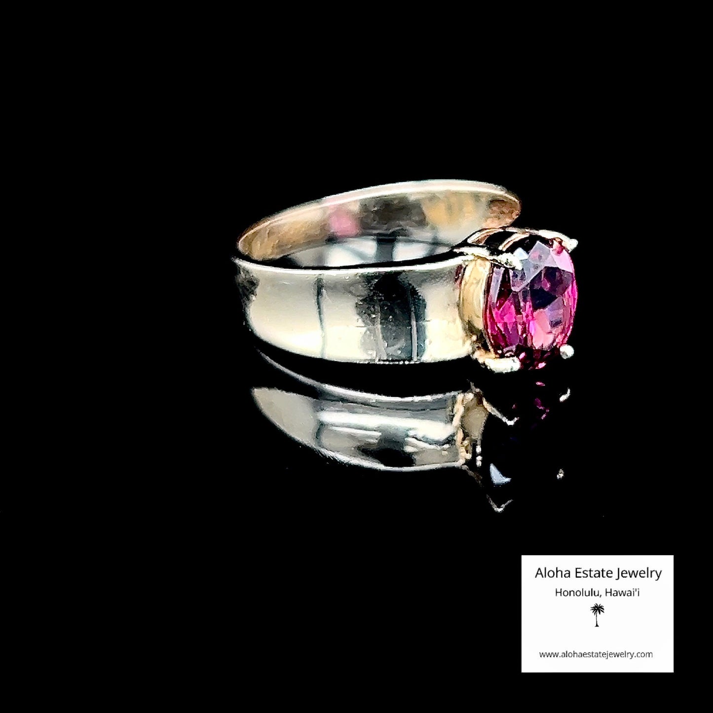 14K Vintage Ruby-Red Rhodolite Garnet Solitaire