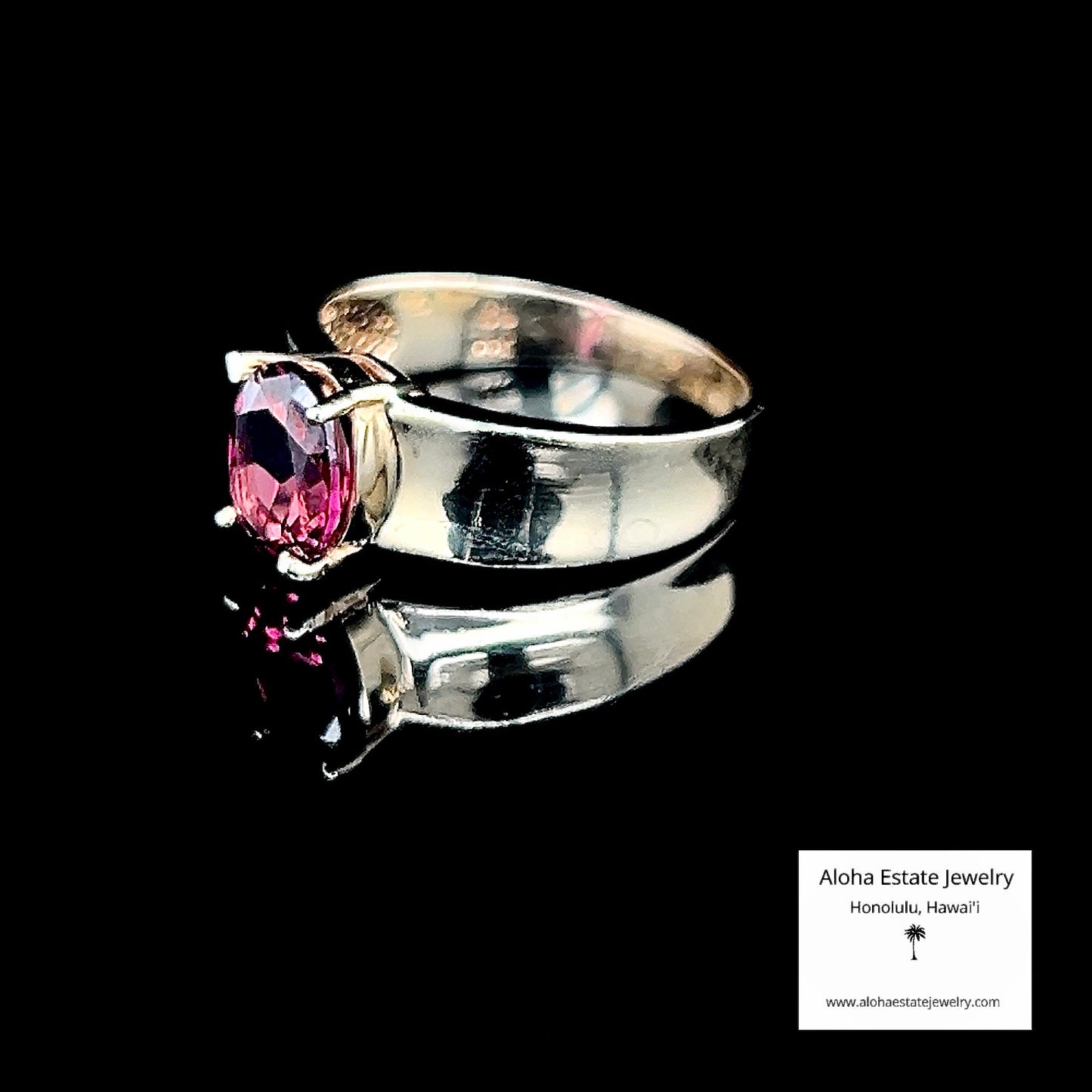 14K Vintage Ruby-Red Rhodolite Garnet Solitaire