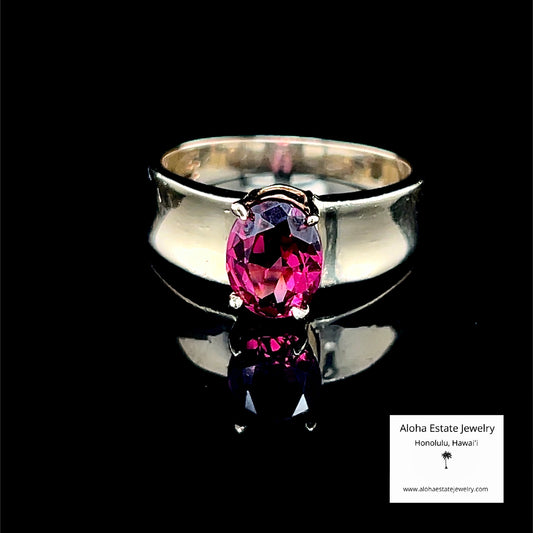 14K Vintage Ruby-Red Rhodolite Garnet Solitaire