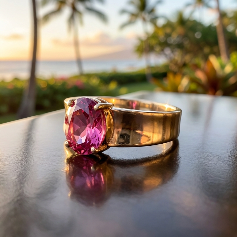 14K Vintage Ruby-Red Rhodolite Garnet Solitaire