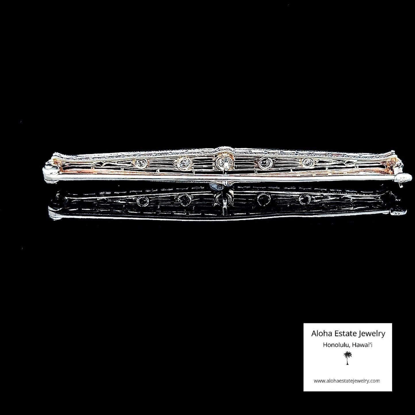14K White Gold Art Deco Bar Pin With 0.25-Carat Diamonds