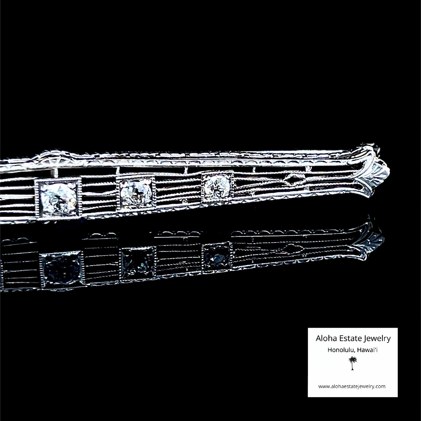 14K White Gold Art Deco Bar Pin With 0.25-Carat Diamonds