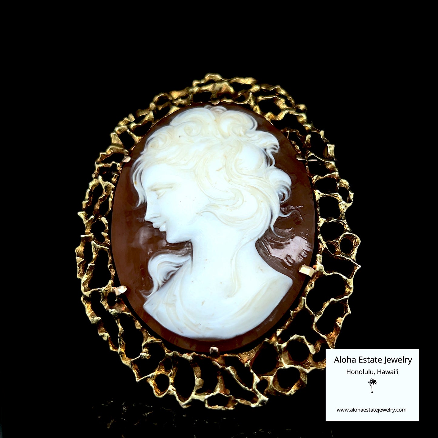Antique Sardonyx Shell Cameo In Heavy 14K Frame