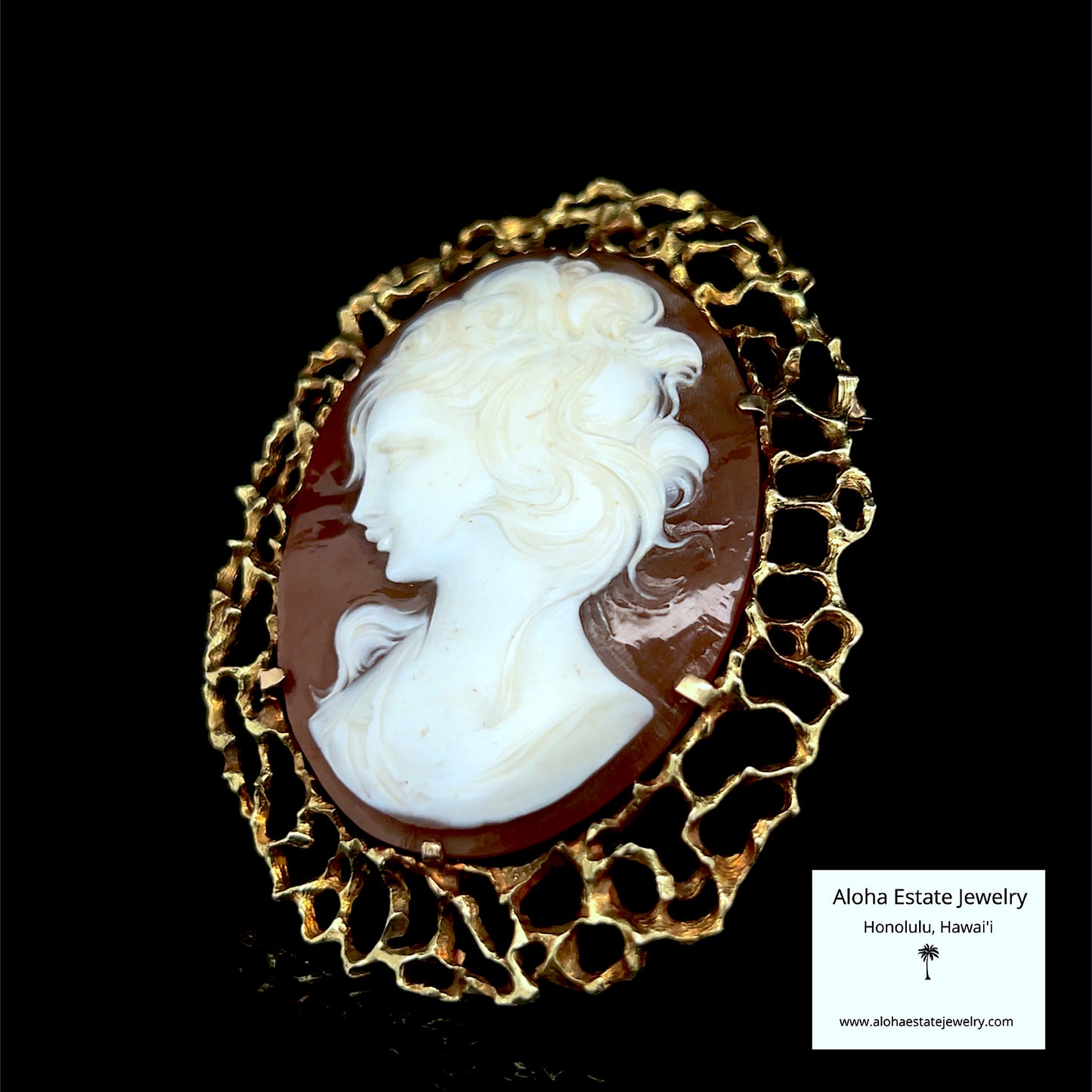 Antique Sardonyx Shell Cameo In Heavy 14K Frame