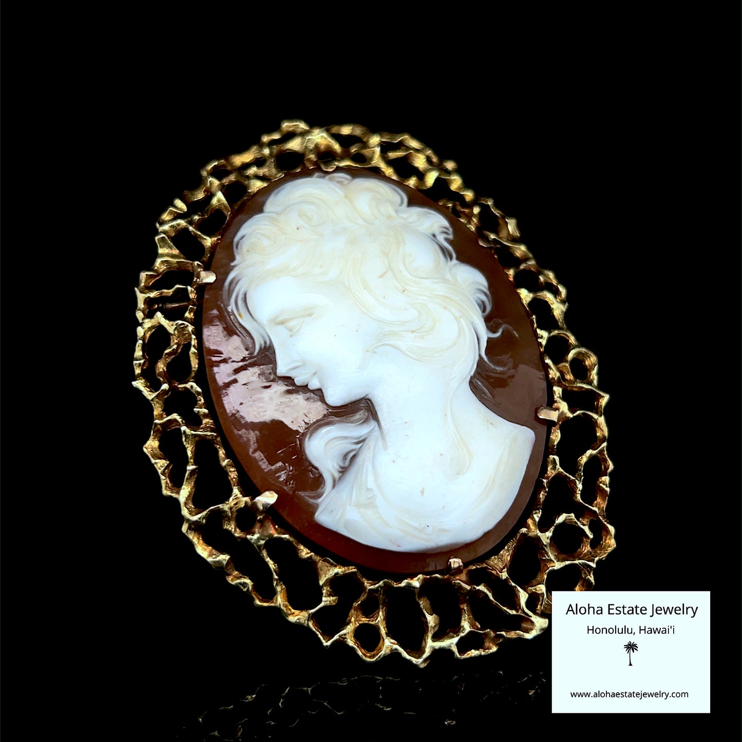 Antique Sardonyx Shell Cameo In Heavy 14K Frame