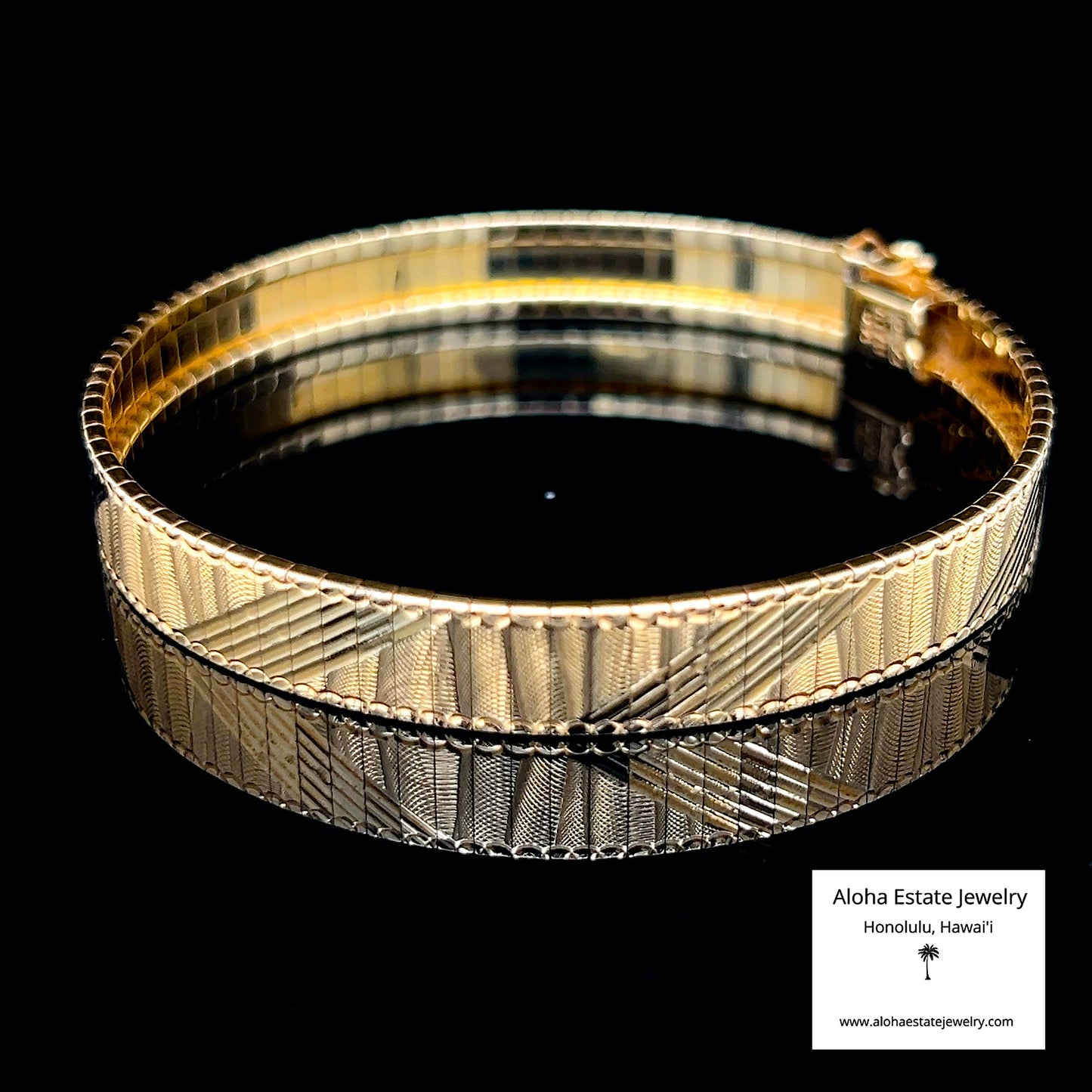 Vintage 14K Diamond-Cut Omega Bracelet 7" 14.7g