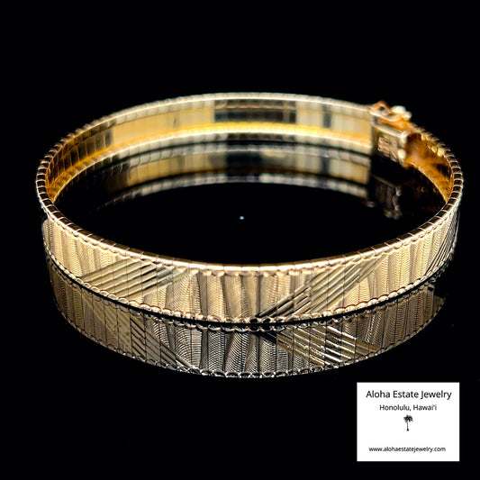 Vintage 14K Diamond-Cut Omega Bracelet 7" 14.7g