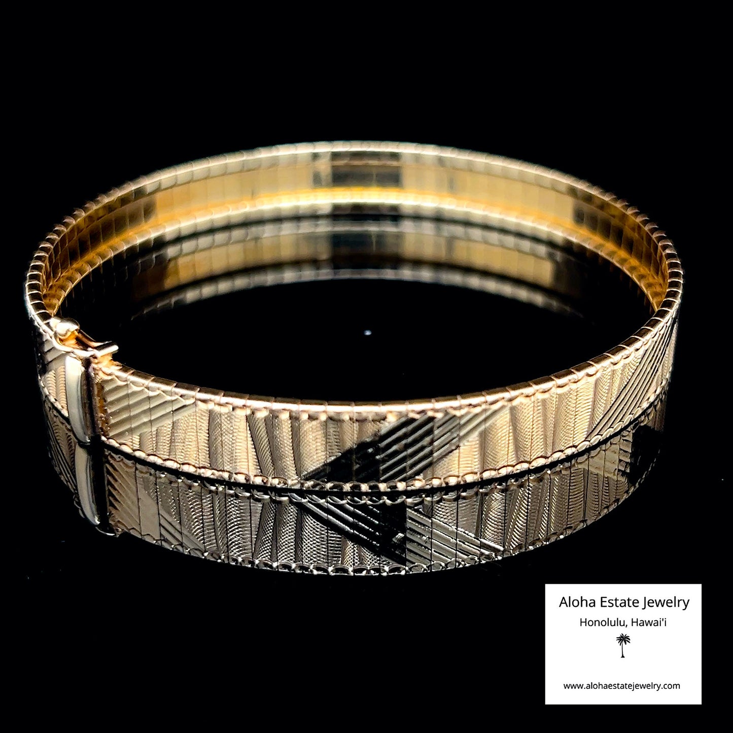 Vintage 14K Diamond-Cut Omega Bracelet 7" 14.7g