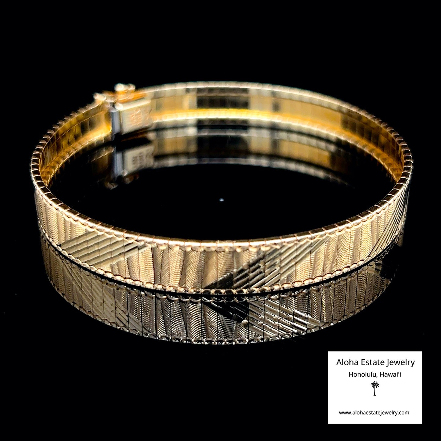 Vintage 14K Diamond-Cut Omega Bracelet 7" 14.7g