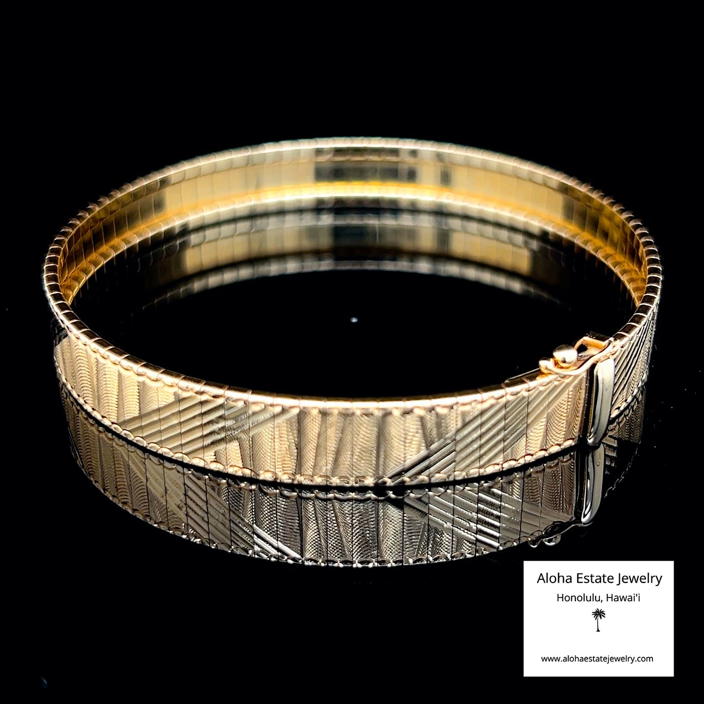 Vintage 14K Diamond-Cut Omega Bracelet 7" 14.7g