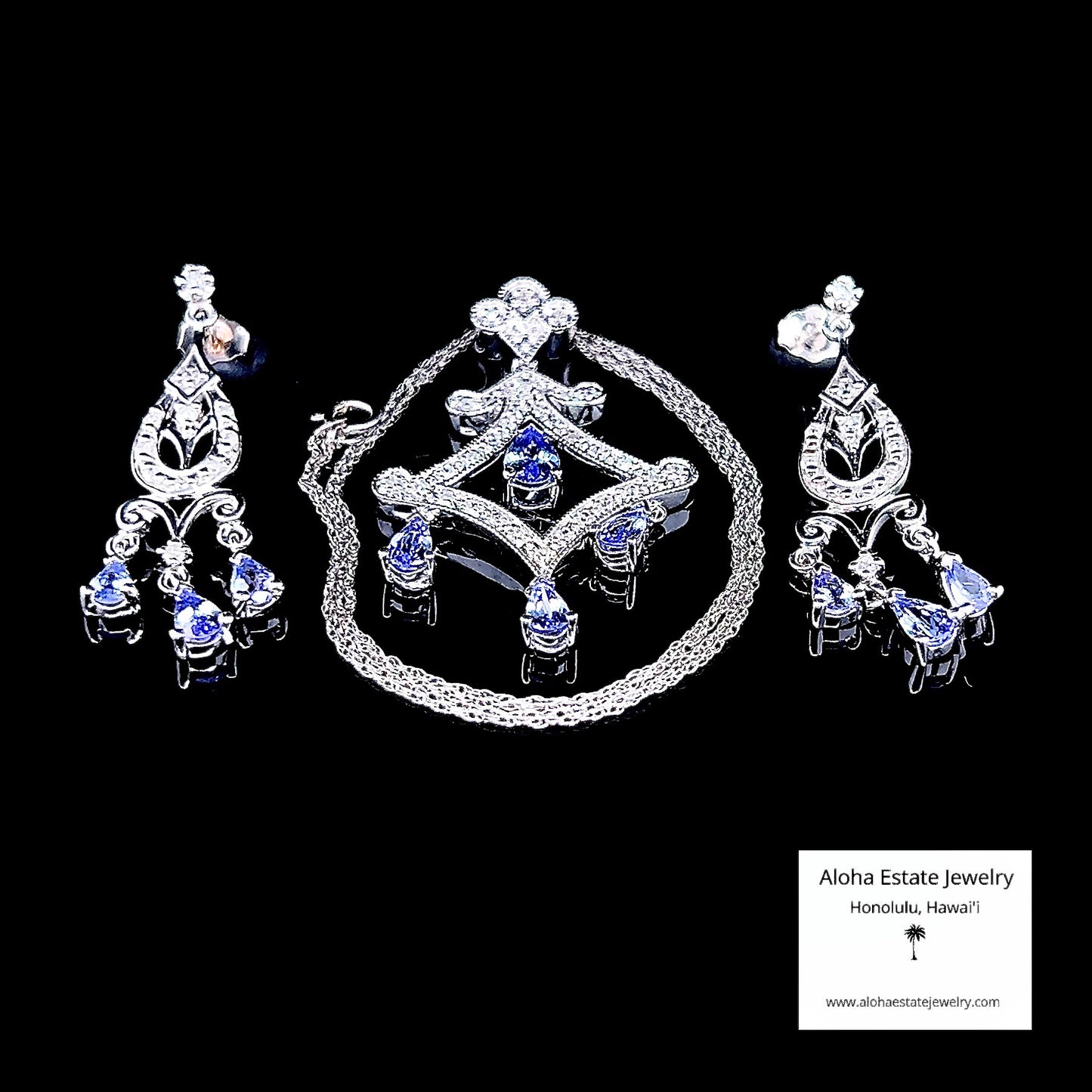 3.65-Carat 14k Tanzanite & Diamond Chandelier Set