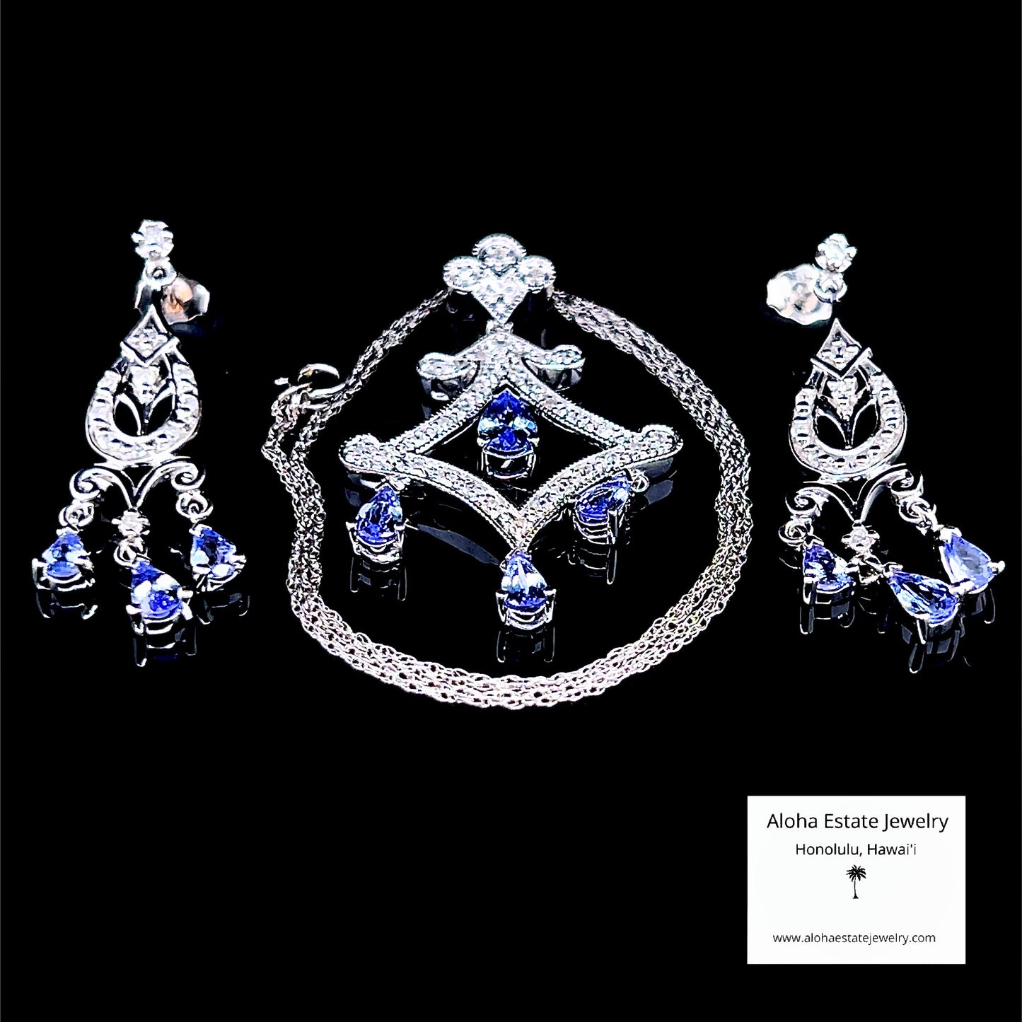 3.65-Carat 14k Tanzanite & Diamond Chandelier Set
