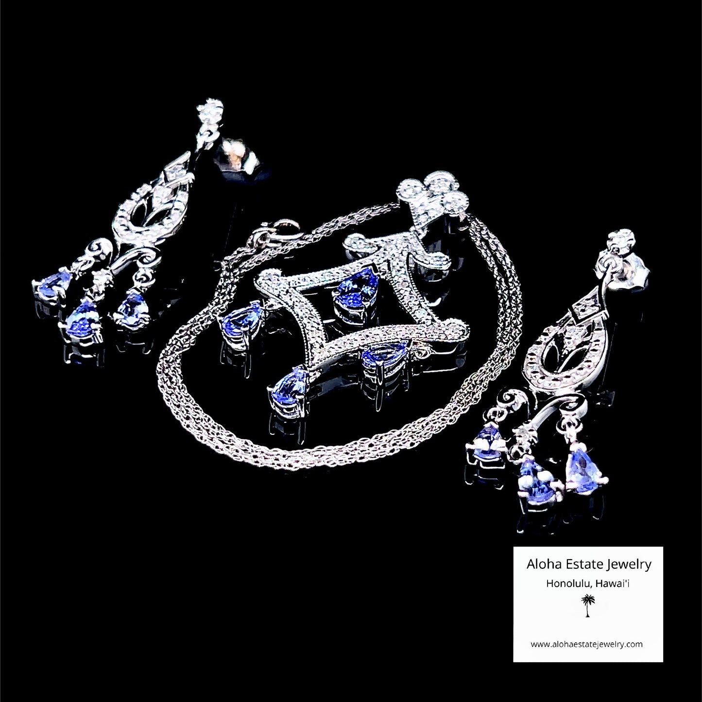 3.65-Carat 14k Tanzanite & Diamond Chandelier Set