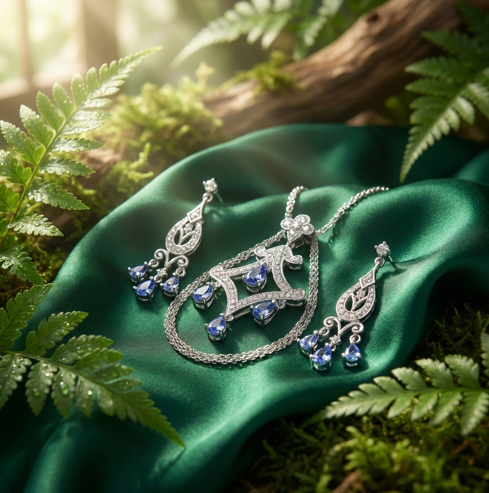 3.65-Carat 14k Tanzanite & Diamond Chandelier Set