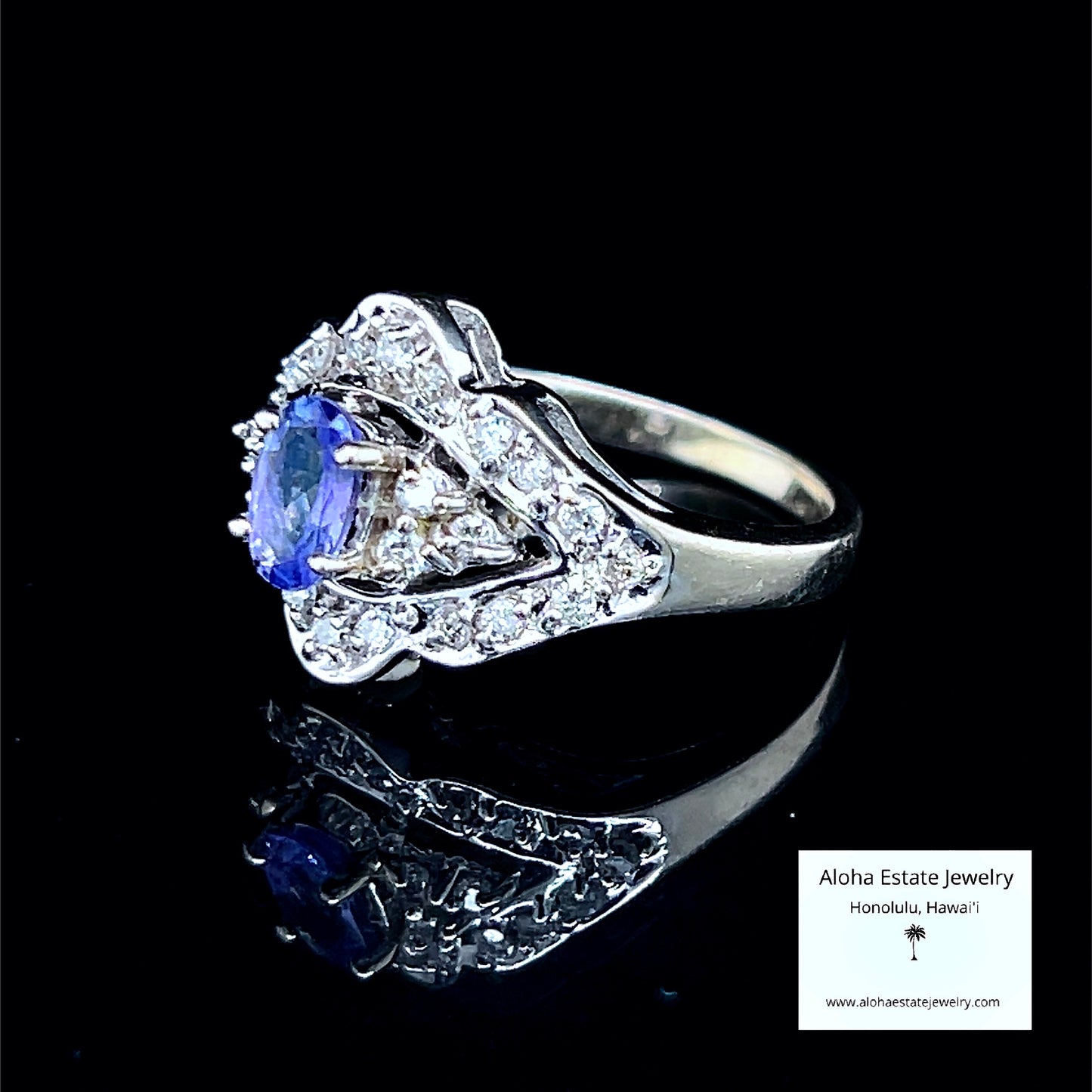 Vintage 14K Tanzanite and Diamond Deco-Styled Ring