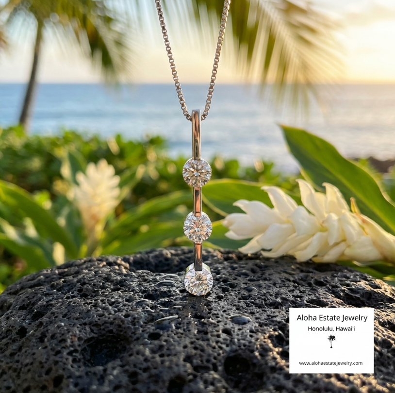 Classic 1/2-Carat+ 3-Diamond Pendant in 14k White Gold