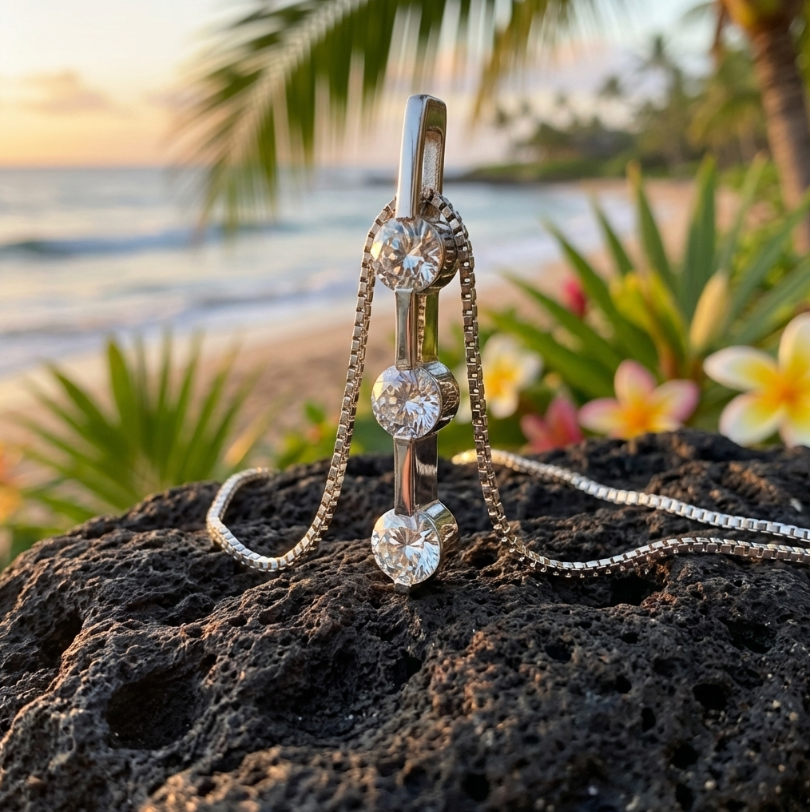 Classic 1/2-Carat+ 3-Diamond Pendant in 14k White Gold