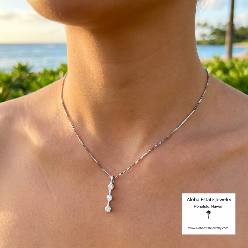 Classic 1/2-Carat+ 3-Diamond Pendant in 14k White Gold