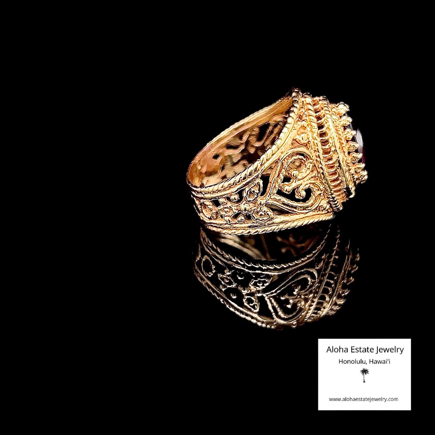 Vintage Marquise Amethyst Statement Ring in 14K