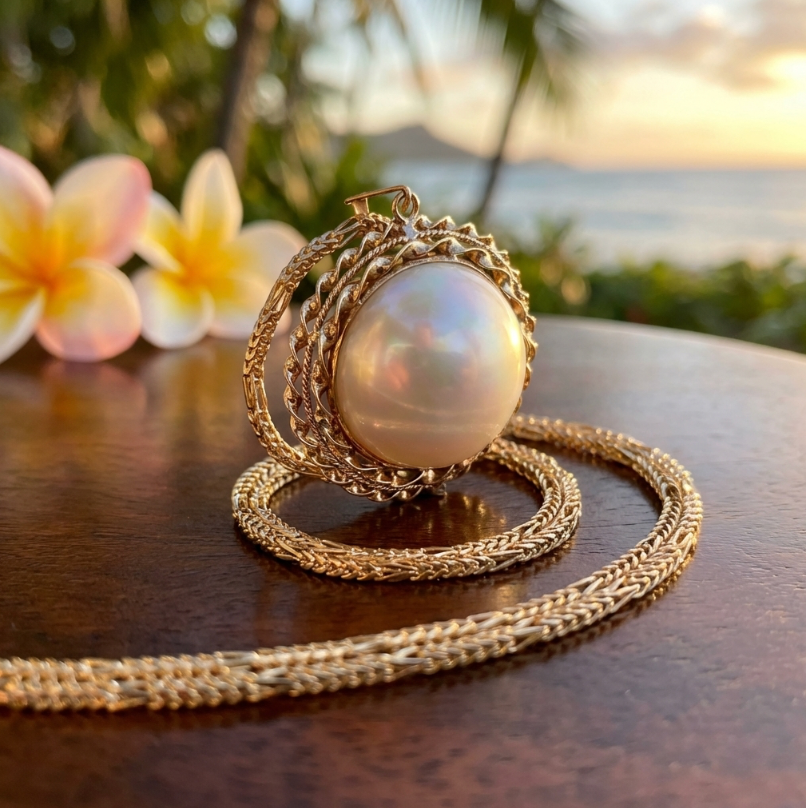 Large Custom Crafted South Sea Mabé Pearl Pendant