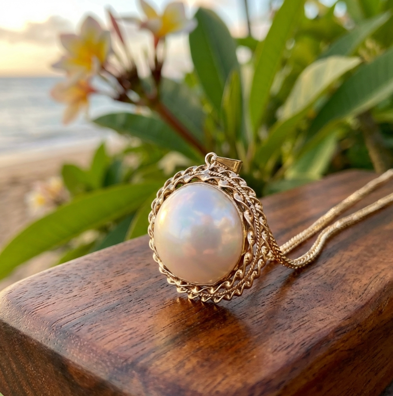 Large Custom Crafted South Sea Mabé Pearl Pendant