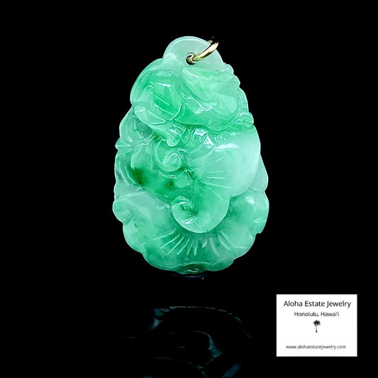 Type-A Jadeite Rabbit And Lotus Pendant