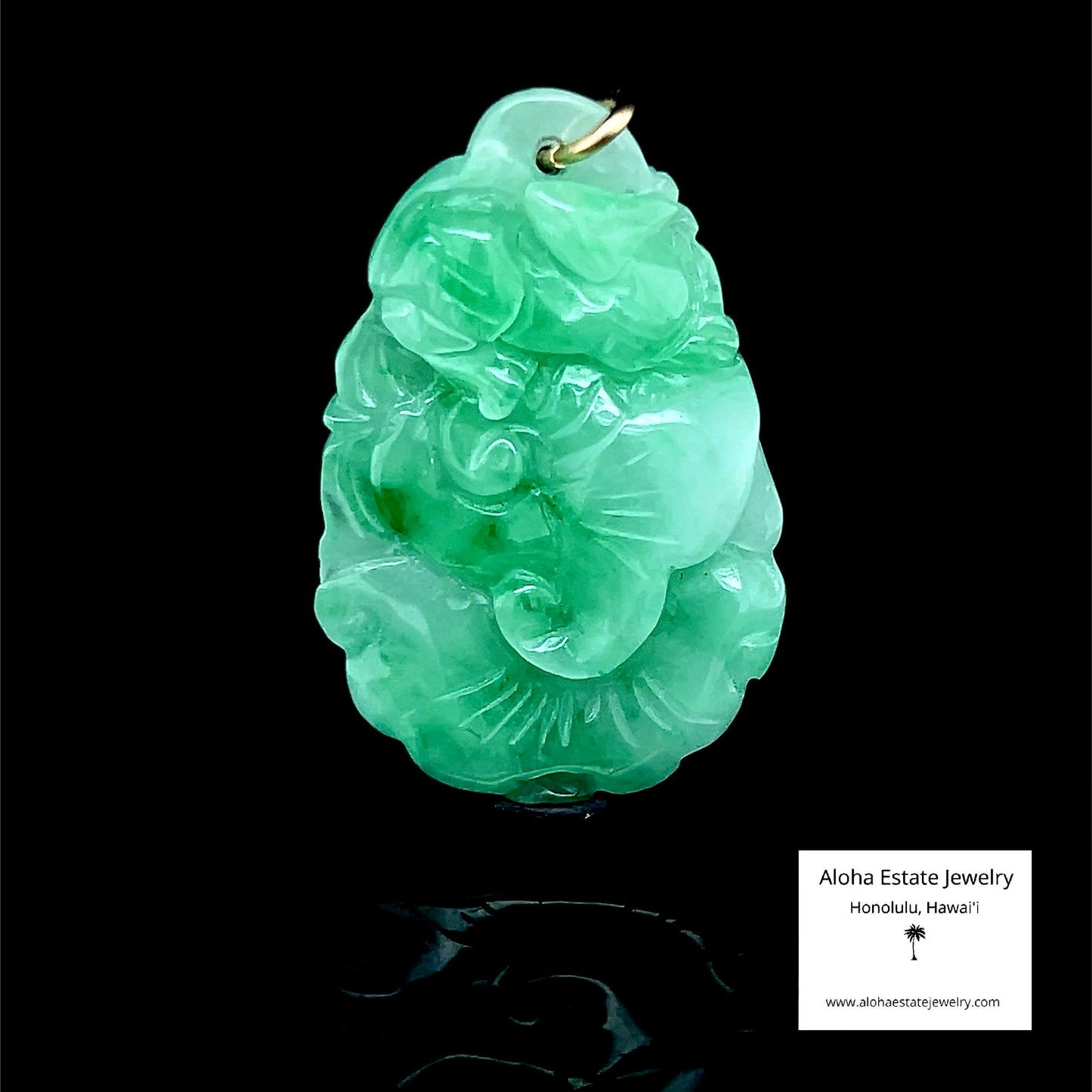 Type-A Jadeite Rabbit And Lotus Pendant