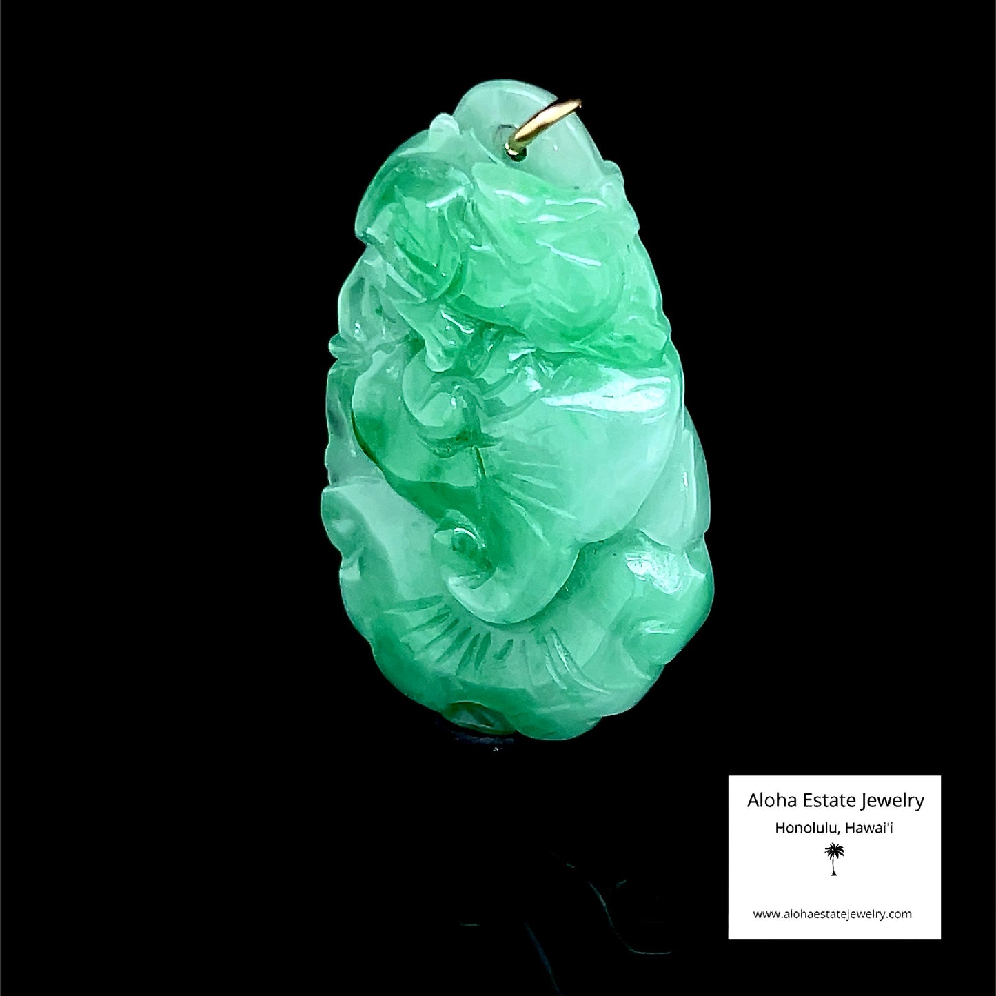 Type-A Jadeite Rabbit And Lotus Pendant