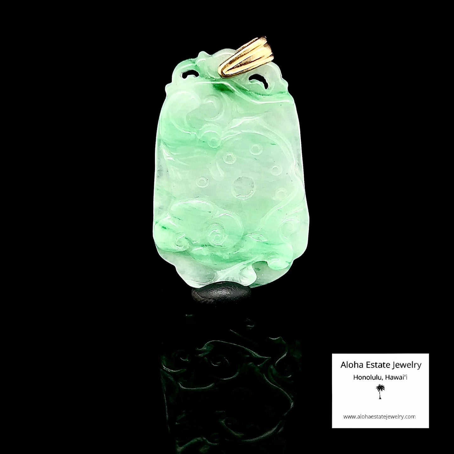 Type-A Jadeite Phoenix & Lotus Pendant