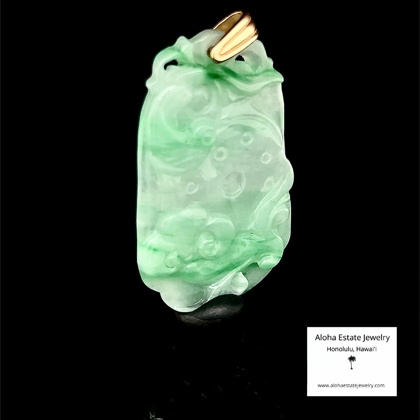 Type-A Jadeite Phoenix & Lotus Pendant