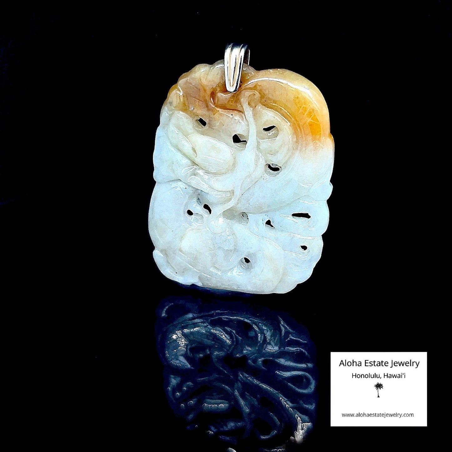 Type-A Jadeite Brown-White Coiled Dragon Pendant