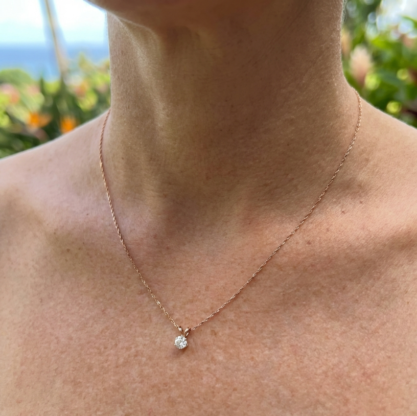 Near 1/3-Carat Diamond Solitaire Pendant in 14k Yellow Gold