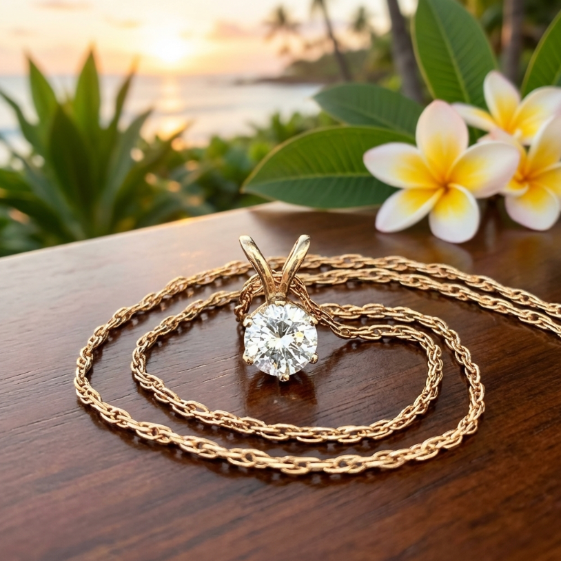 Near 1/3-Carat Diamond Solitaire Pendant in 14k Yellow Gold