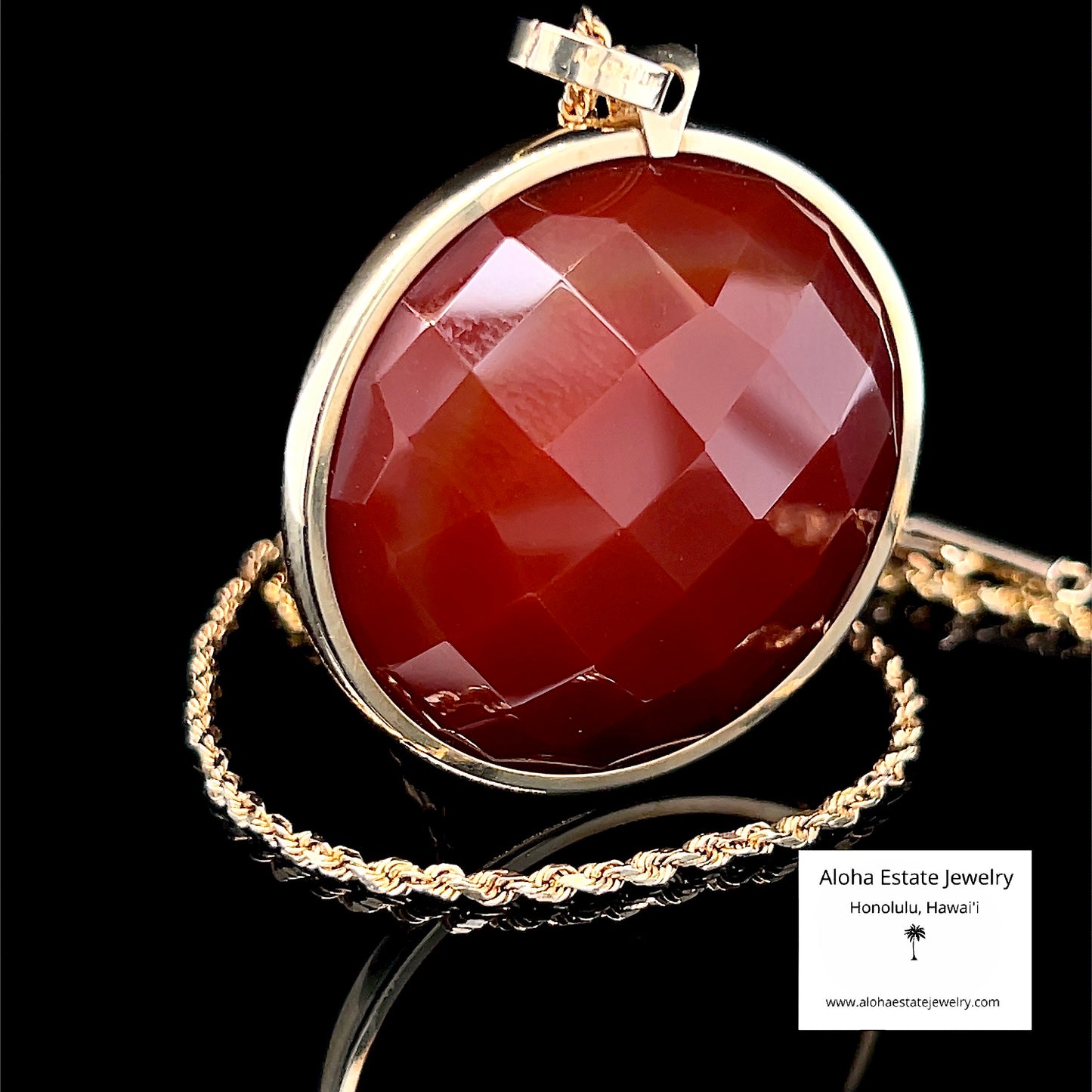 Vintage Large Faceted Italian Carnelian Pendant