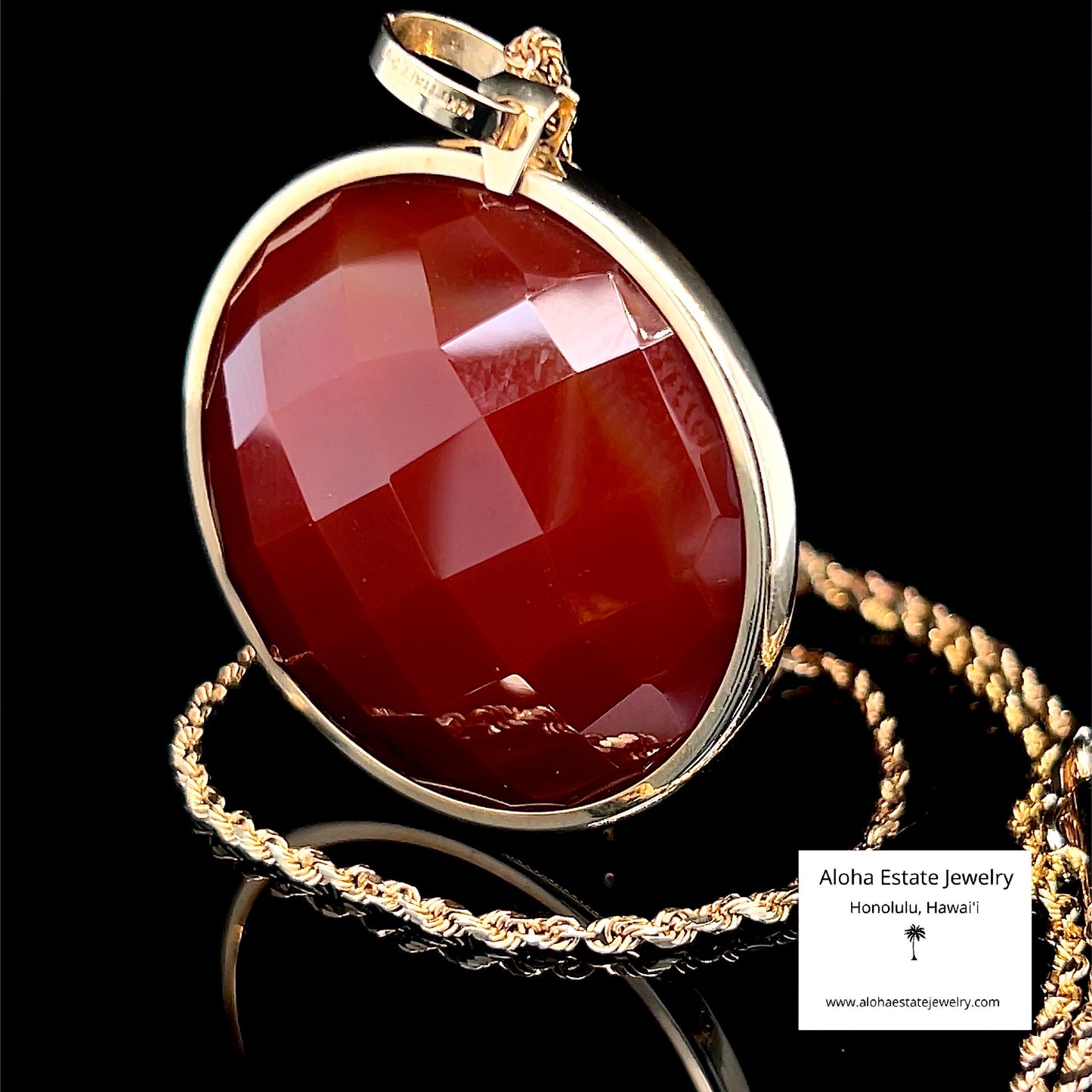 Vintage Large Faceted Italian Carnelian Pendant