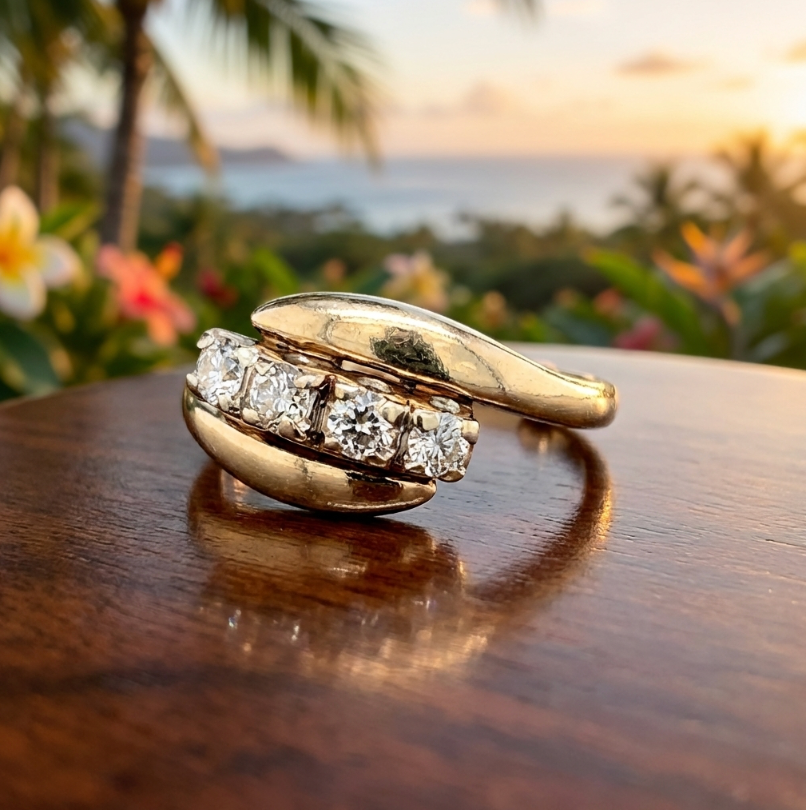 Vintage 14K 1/2-Carat+ Diamond Bypass Ring