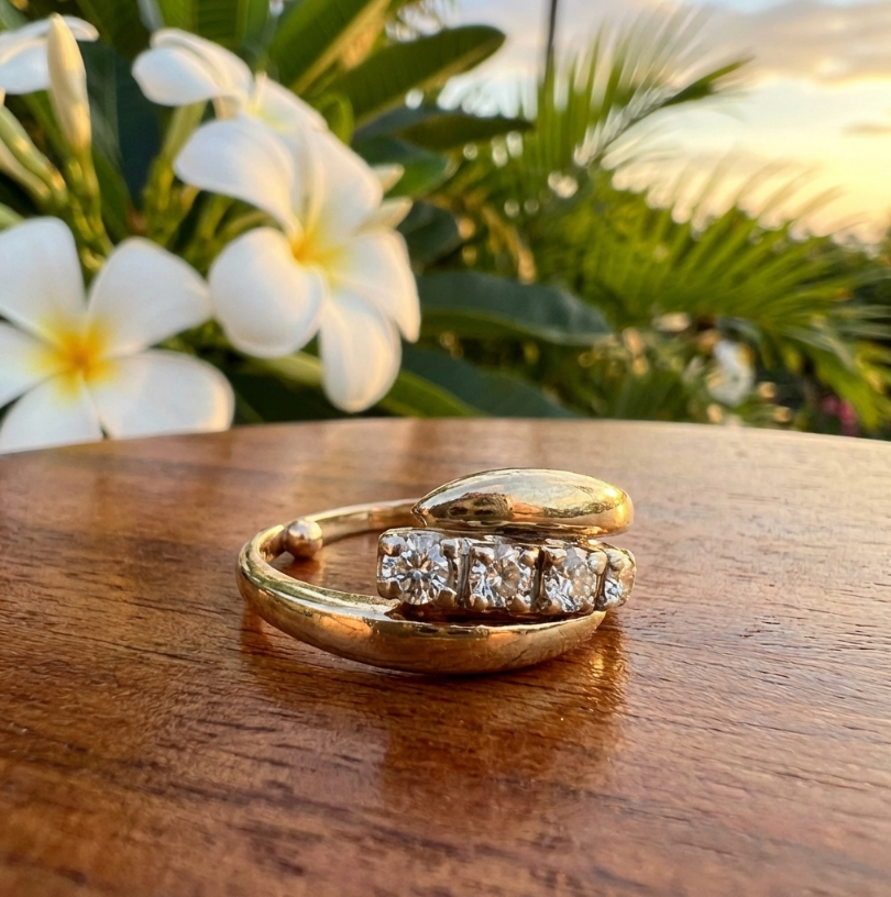 Vintage 14K 1/2-Carat+ Diamond Bypass Ring