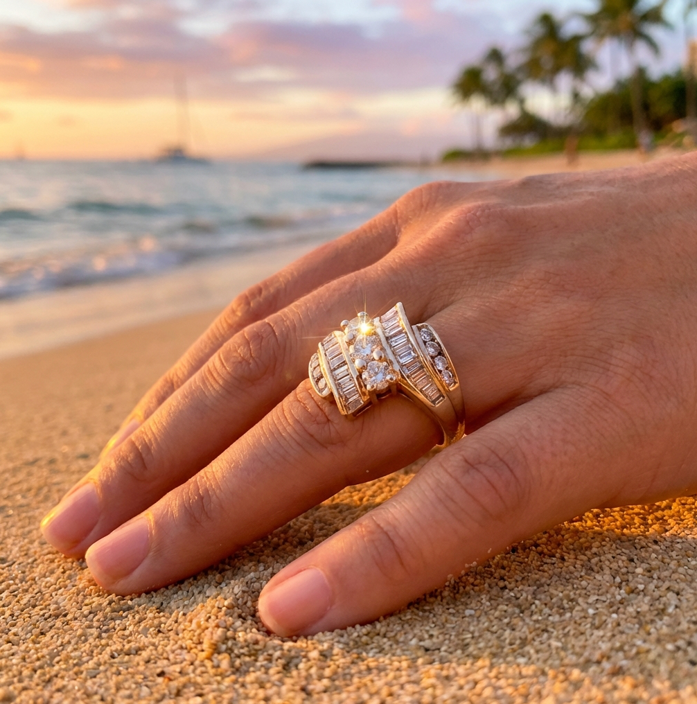 10K 1-Carat+ Vintage Diamond Fashion Ring
