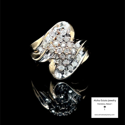 Vintage 10K Gold Ring With 1/2-Carat Cluster of Diamonds