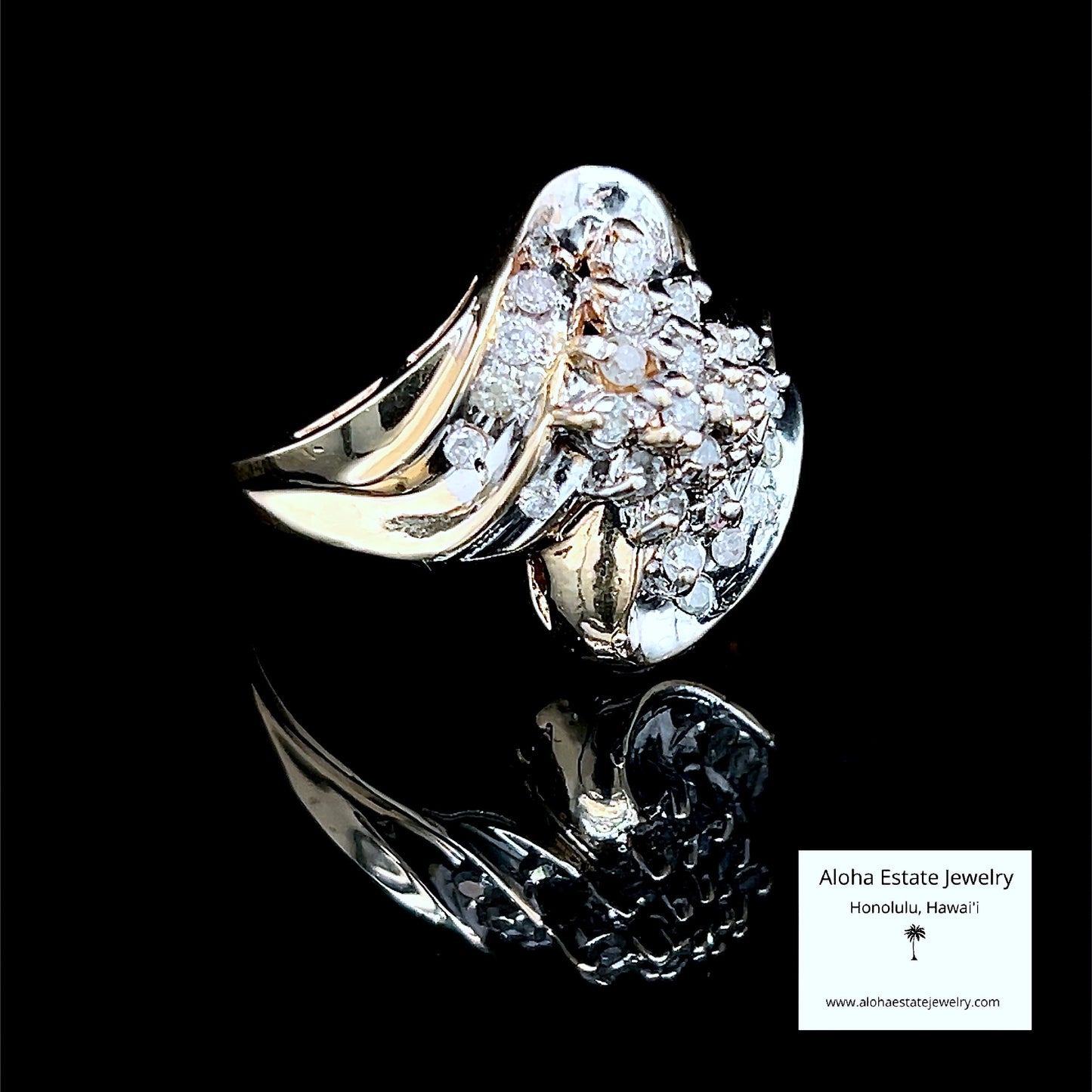 Vintage 10K Gold Ring With 1/2-Carat Cluster of Diamonds