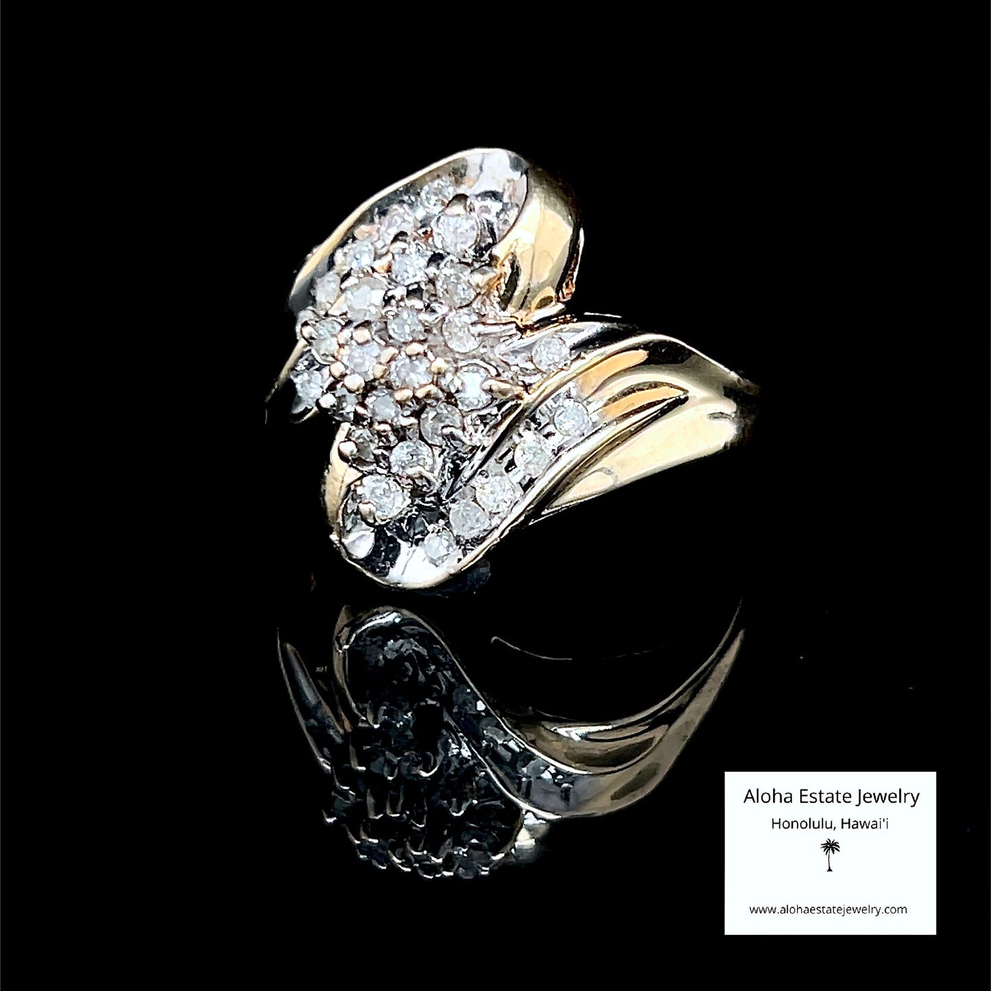 Vintage 10K Gold Ring With 1/2-Carat Cluster of Diamonds