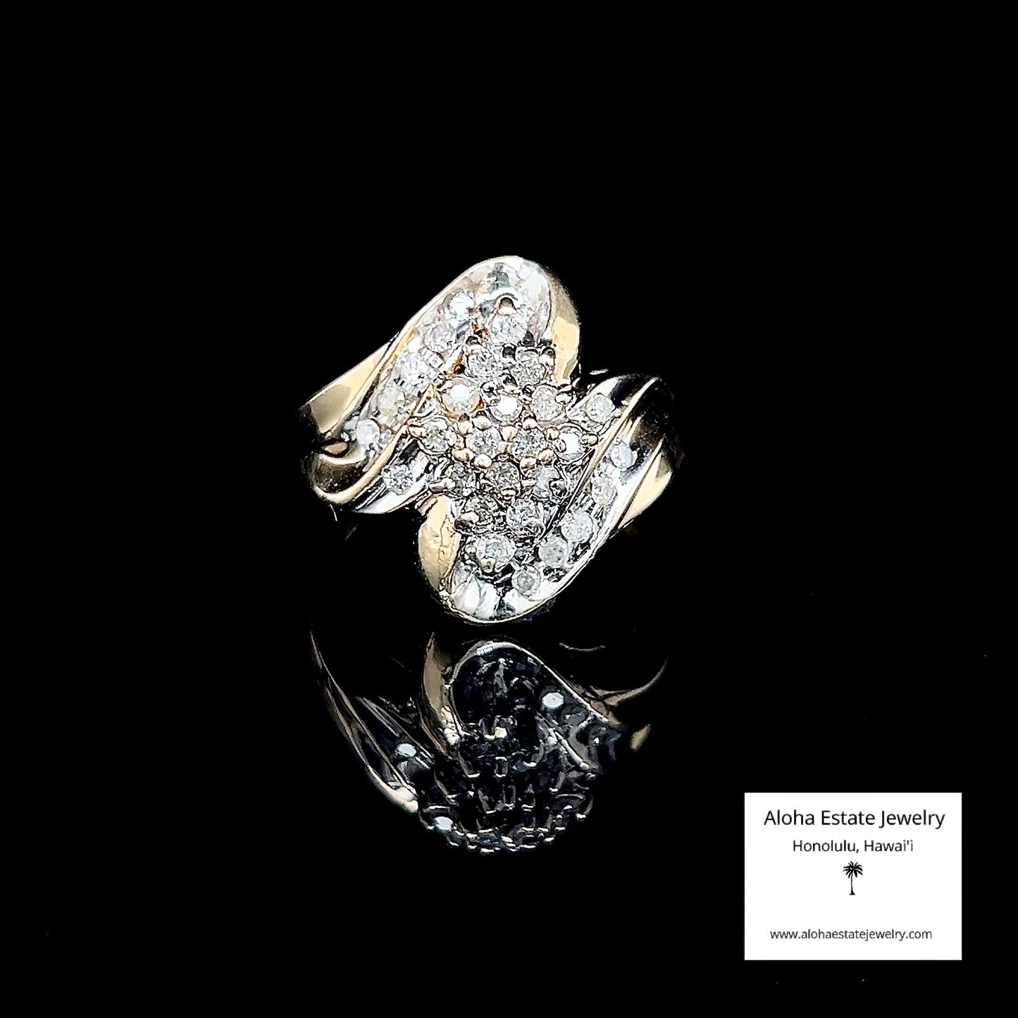 Vintage 10K Gold Ring With 1/2-Carat Cluster of Diamonds