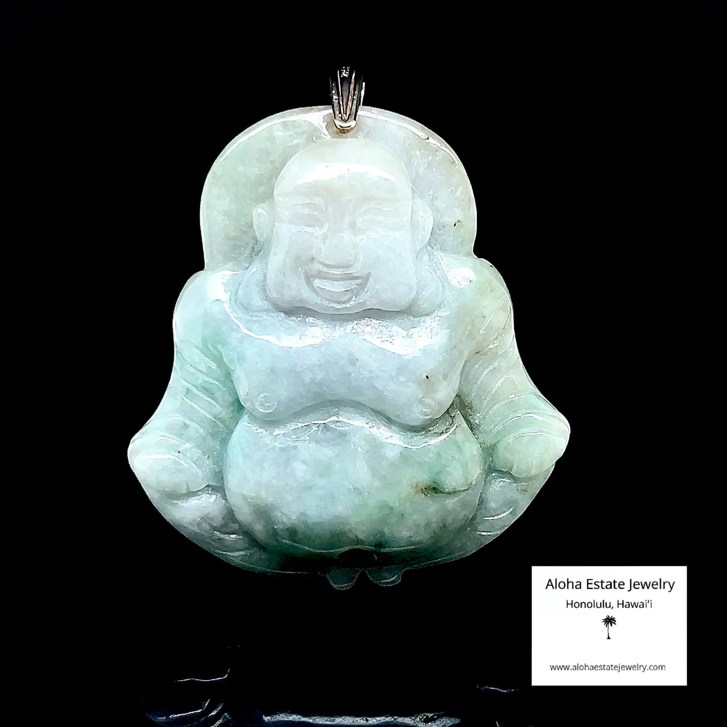 Large Jadeite Seated Smiling Buddha Pendant