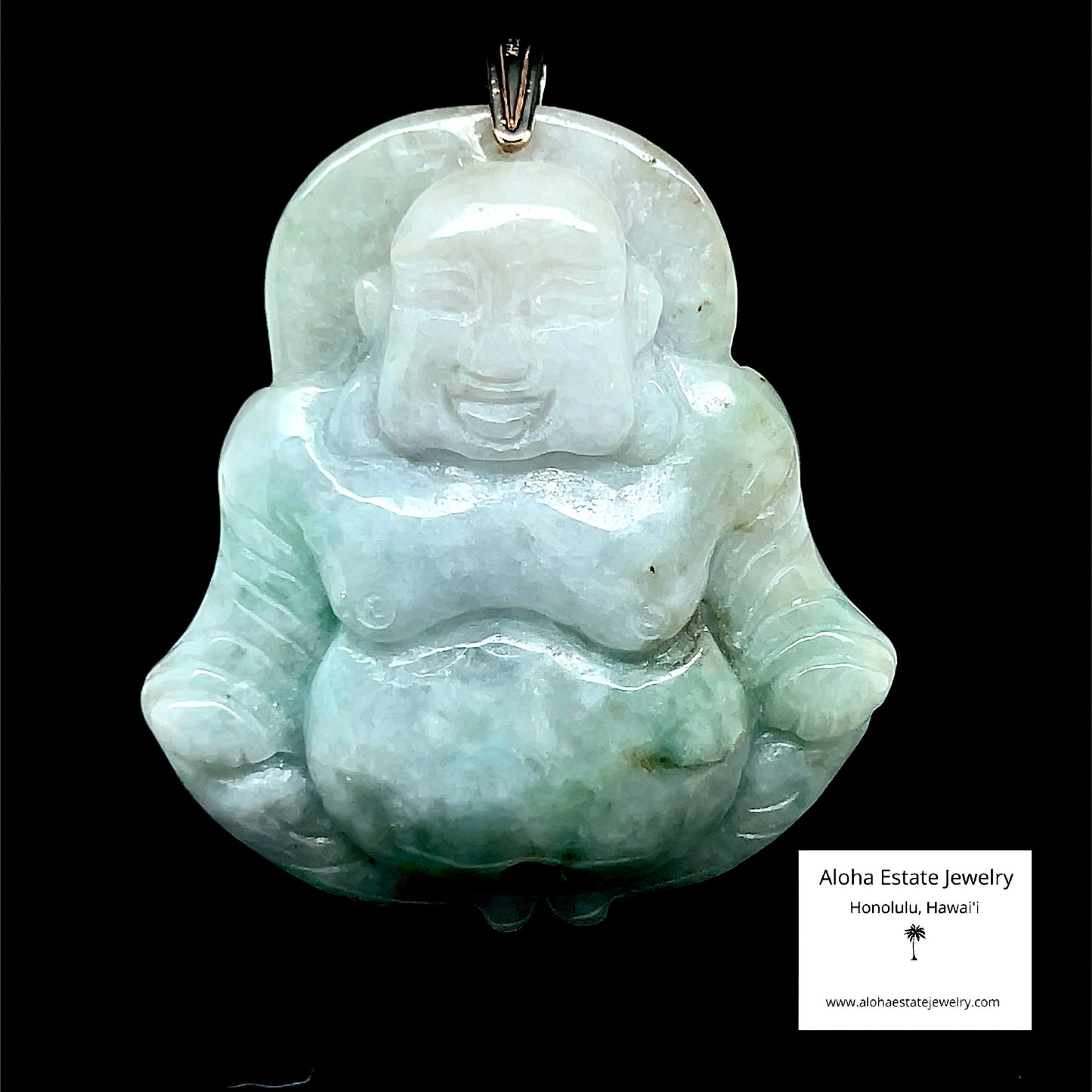 Large Jadeite Seated Smiling Buddha Pendant