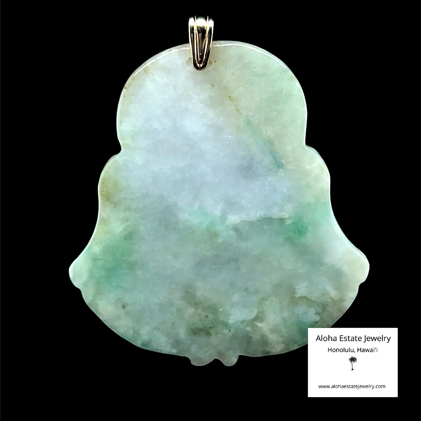 Large Jadeite Seated Smiling Buddha Pendant