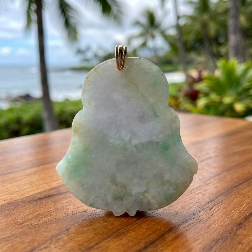 Large Jadeite Seated Smiling Buddha Pendant